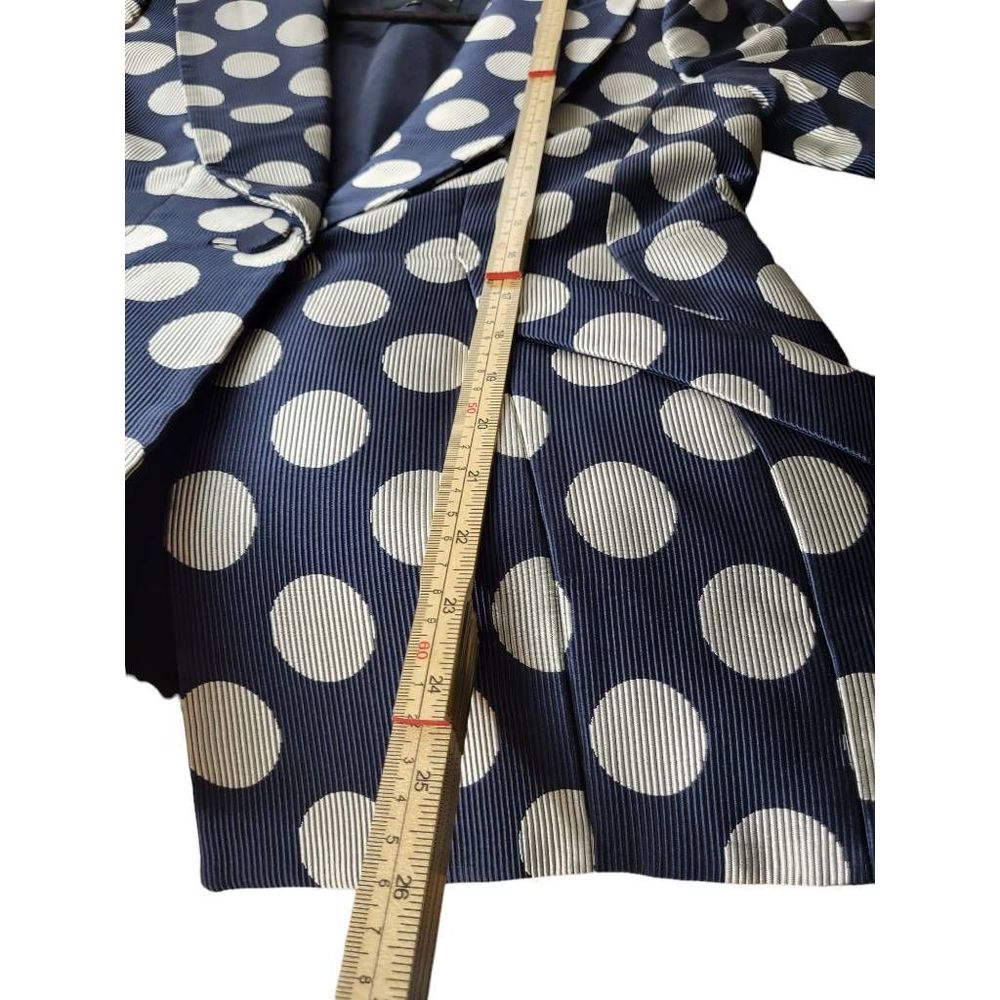 Giorgio Armani Womens Suit Jacket Blazer Blue Polka Dot Long Sleeve Pockets 46 - Picture 5 of 10